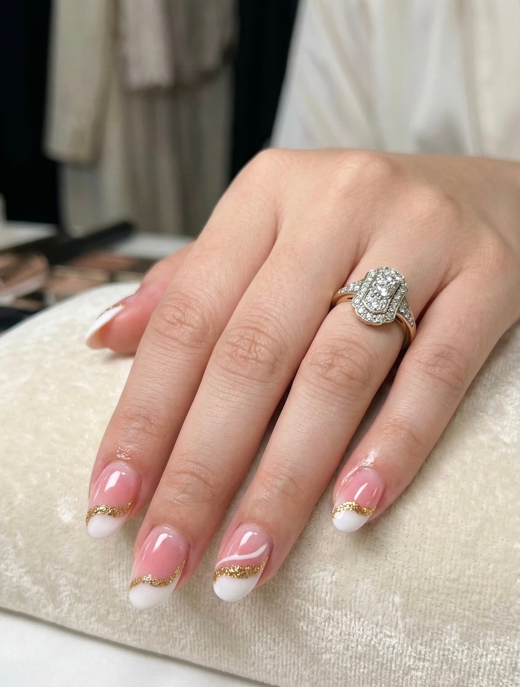 French swirl gold glitter